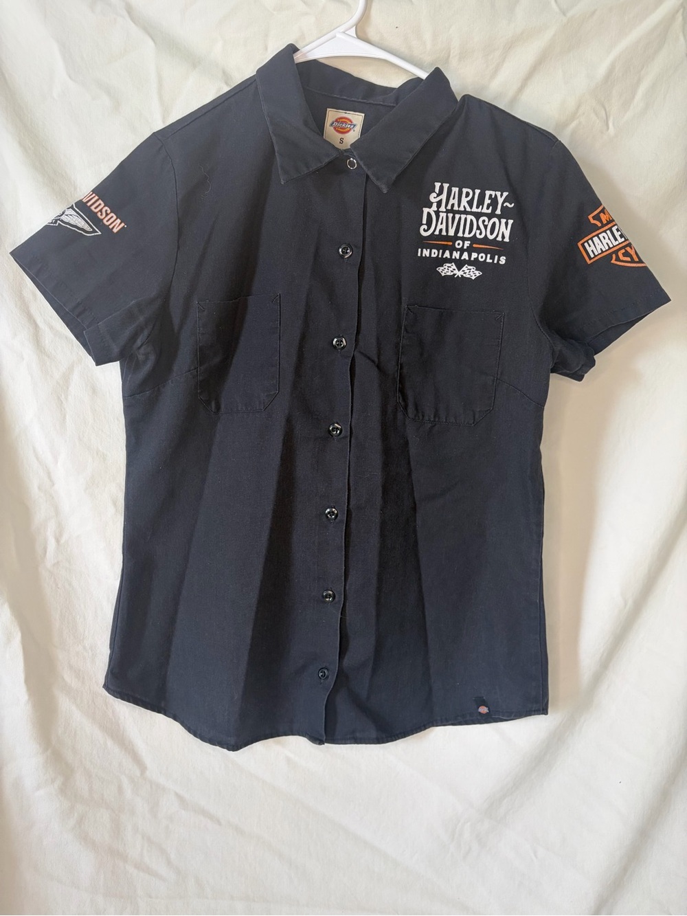 Dickies Harley-Davidson Mens Black Short Sleeve Buttonup Work Shirt Indianapolis
